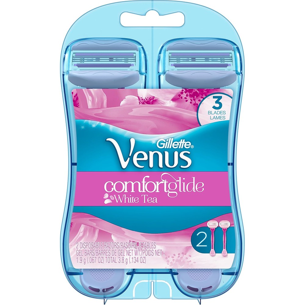 Gillette Venus ComfortGlide White Tea Scented Women's Disposable Razor, 2 Count