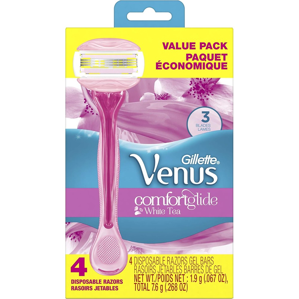 Gillette Venus ComfortGlide White Tea Scented Women's Disposable Razors, 4 Count