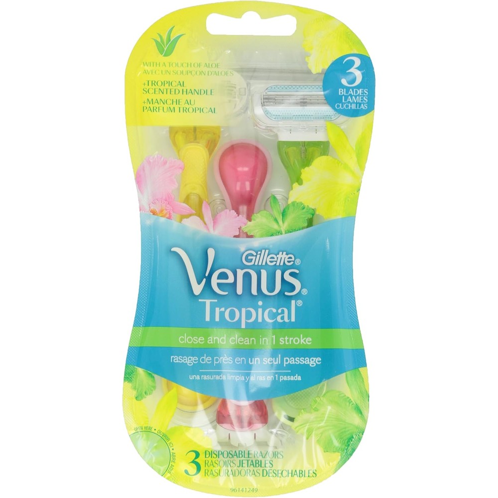 Gillette Venus Tropical Women's Disposable Razor, 3+1 Count, Womens Razors / Blades