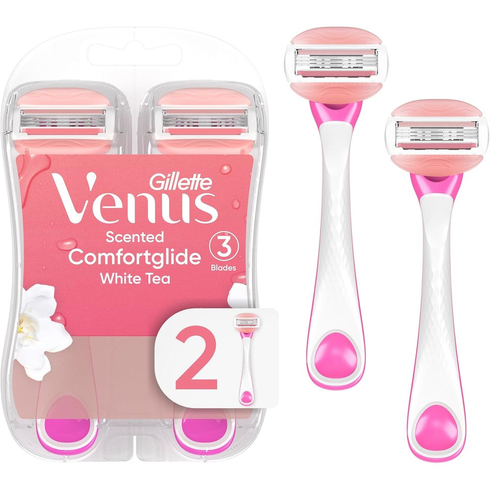 Gillette Venus ComfortGlide White Tea Women's Disposable Razor, 2 Count