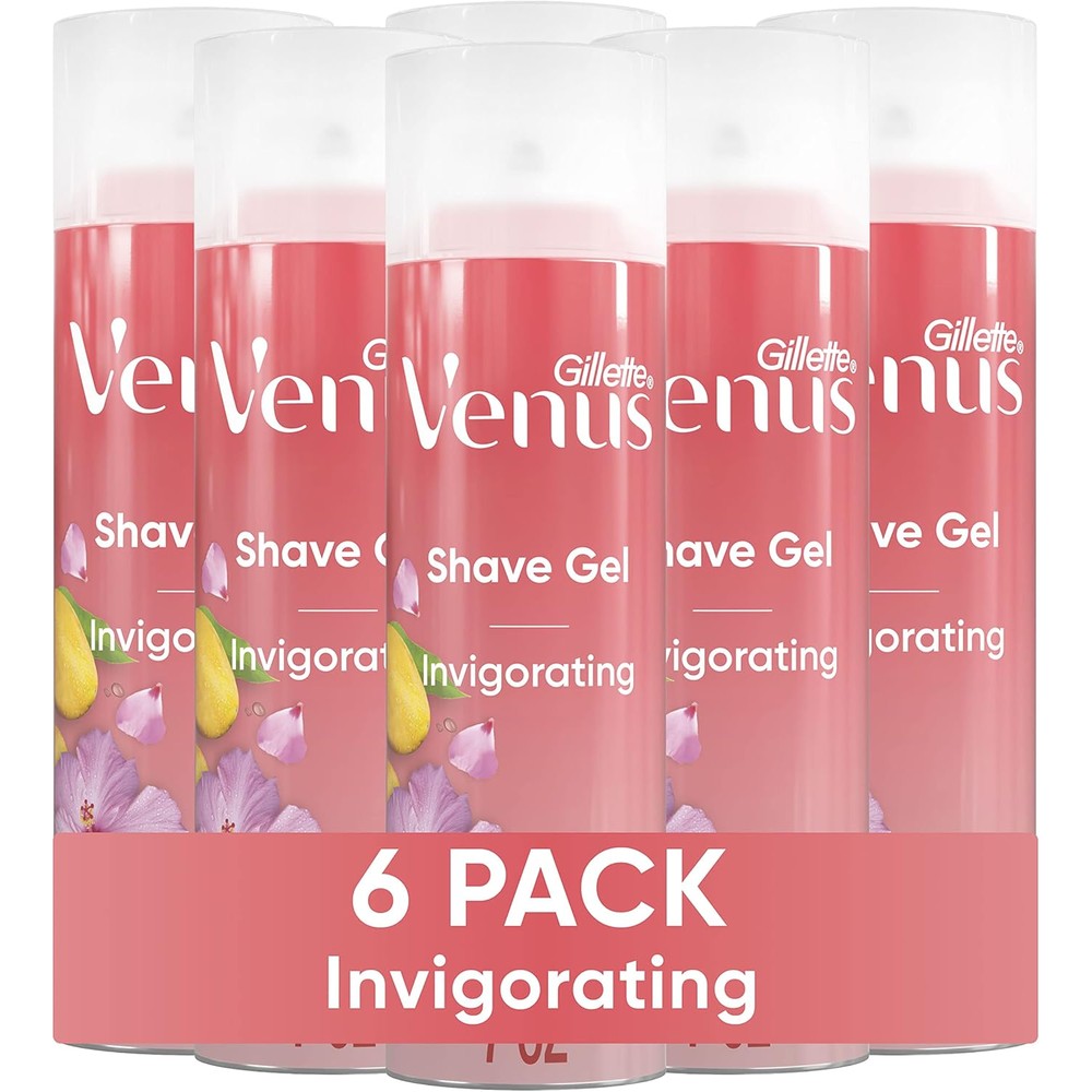 Gillette Venus Invigorating Mango & Hibiscus Scented Shave Gel, Women's Shaving Cream, 7 oz Pack of 6 (42 oz total)