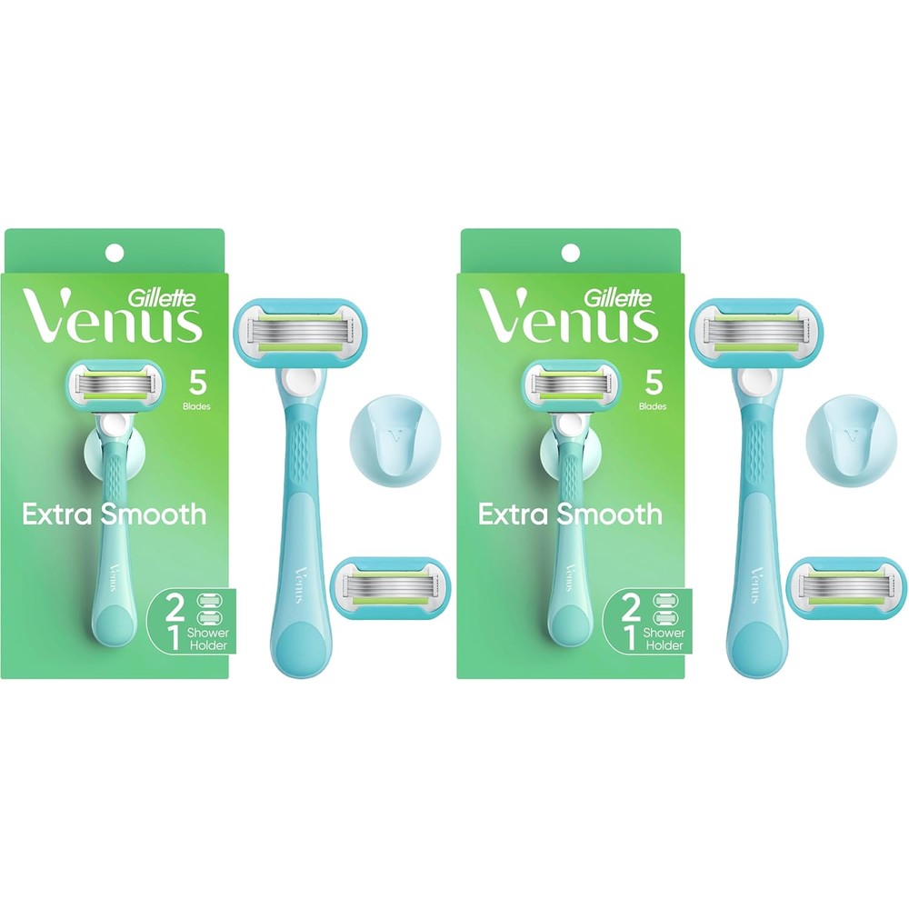 Gillette Venus Extra Smooth Razors for Women, 1 Razor, 2 Blade Refills, Designed for a Close, Smooth Shave (Pack of 2)