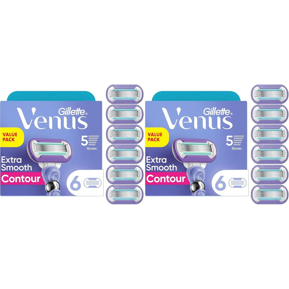 Gillette Venus Deluxe Smooth Swirl Womens Razor Blade Refills,Moisture Ribbon to Protect Against Irritation,Holiday Gifts for Women,6 Count (Pack of 2)