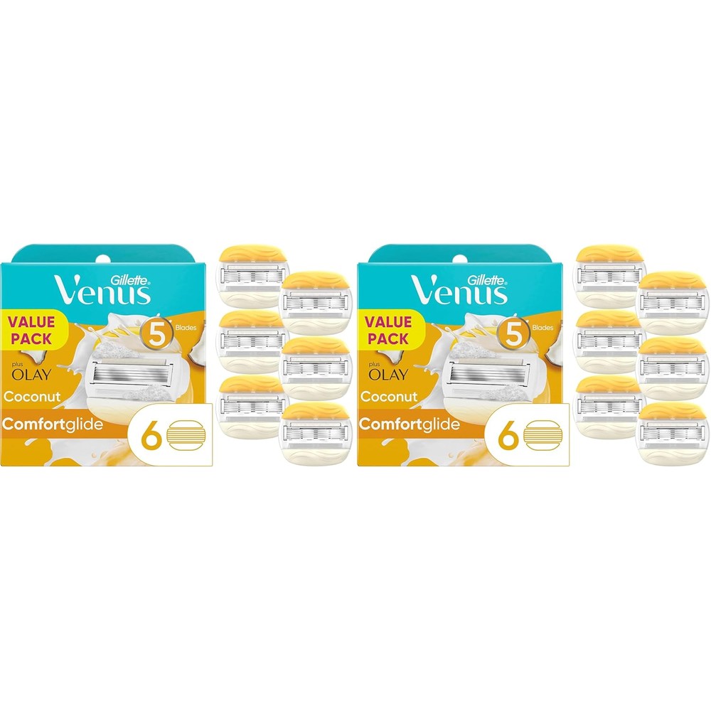 Gillette Venus ComfortGlide Womens Razor Blade Refills,Infused with Olay Coconut Scent,6 Count (Pack of 2)