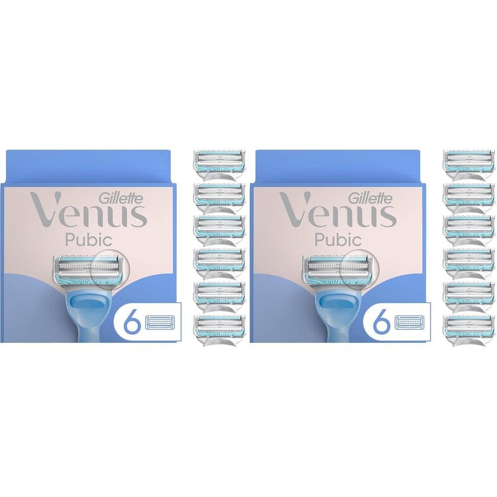 Gillette Venus Intimate Grooming Razors for Women, 6 Razor Blade Refills, Bikini Razors for Women,(Pack of 2)