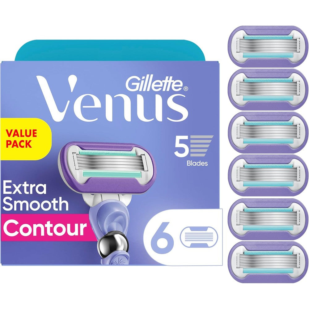 Gillette Venus Deluxe Smooth Swirl Womens Razor Blade Refills, 6 Count, Moisture Ribbon to Protect Against Irritation, Holiday Gifts for Women