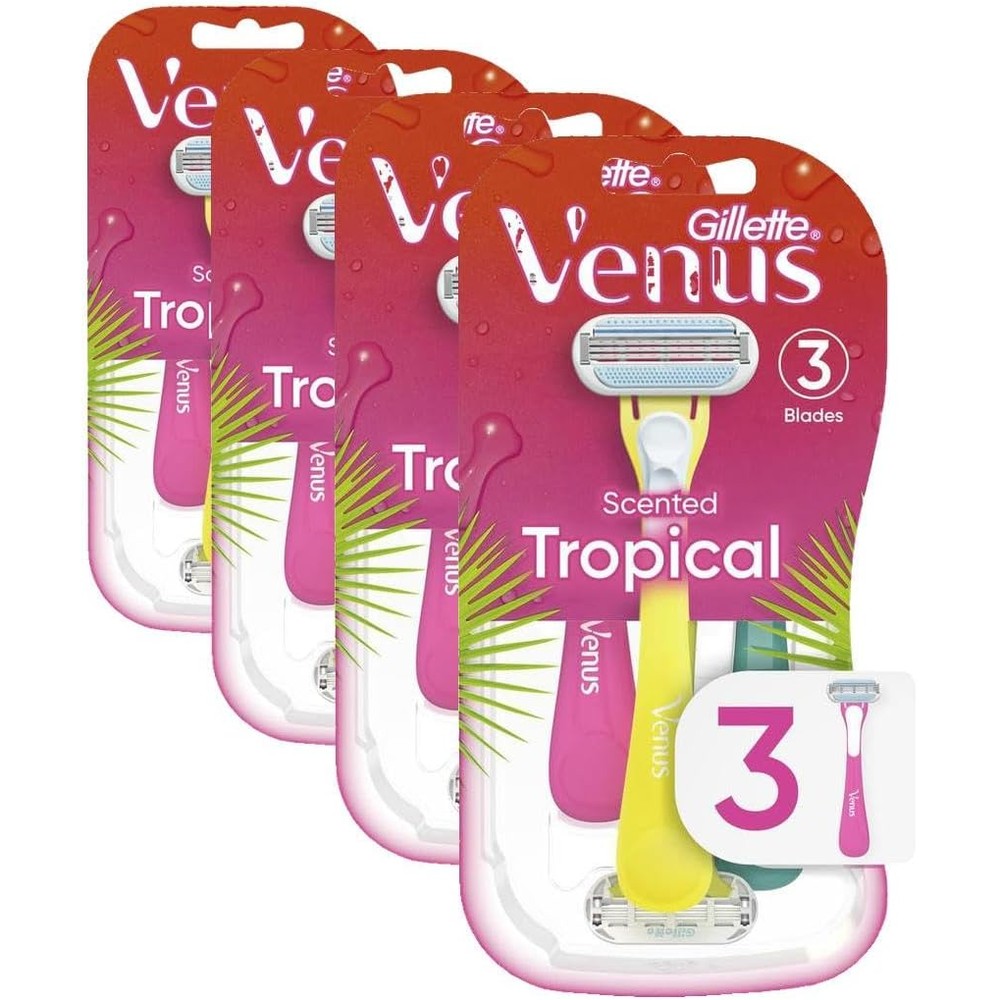 Gillette Venus Tropical Women's Disposable Razor,3 Count (Pack of 4)
