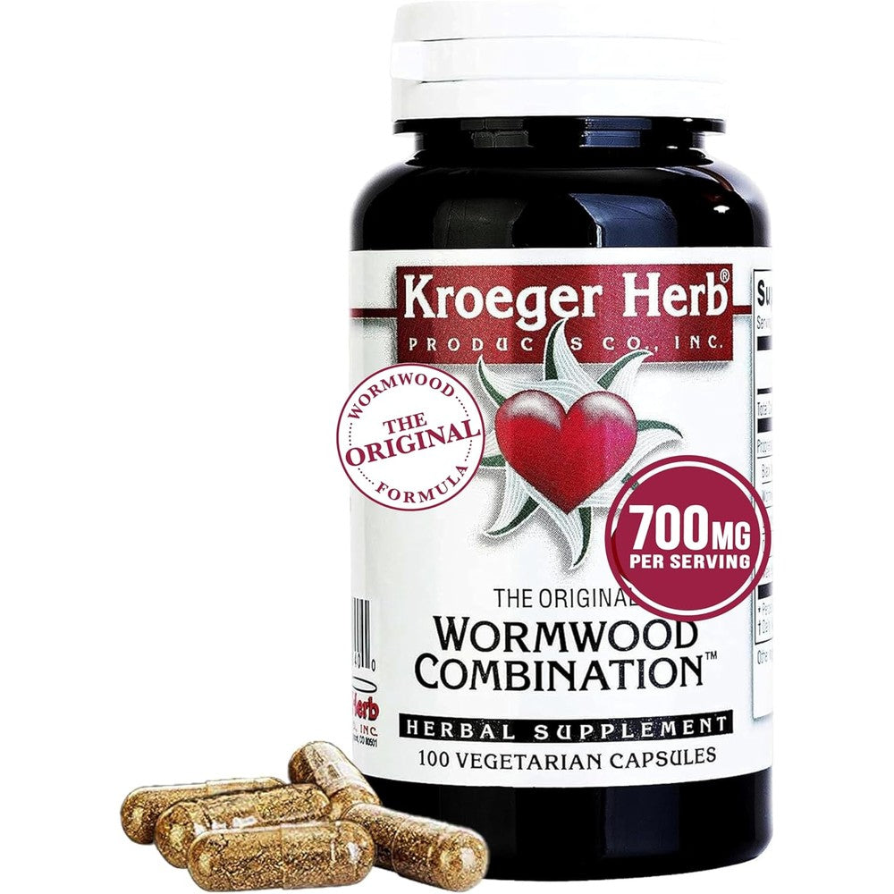 Kroeger Herb Wormwood Combination 100 vegetarian capsules for herbal parasite cleanse