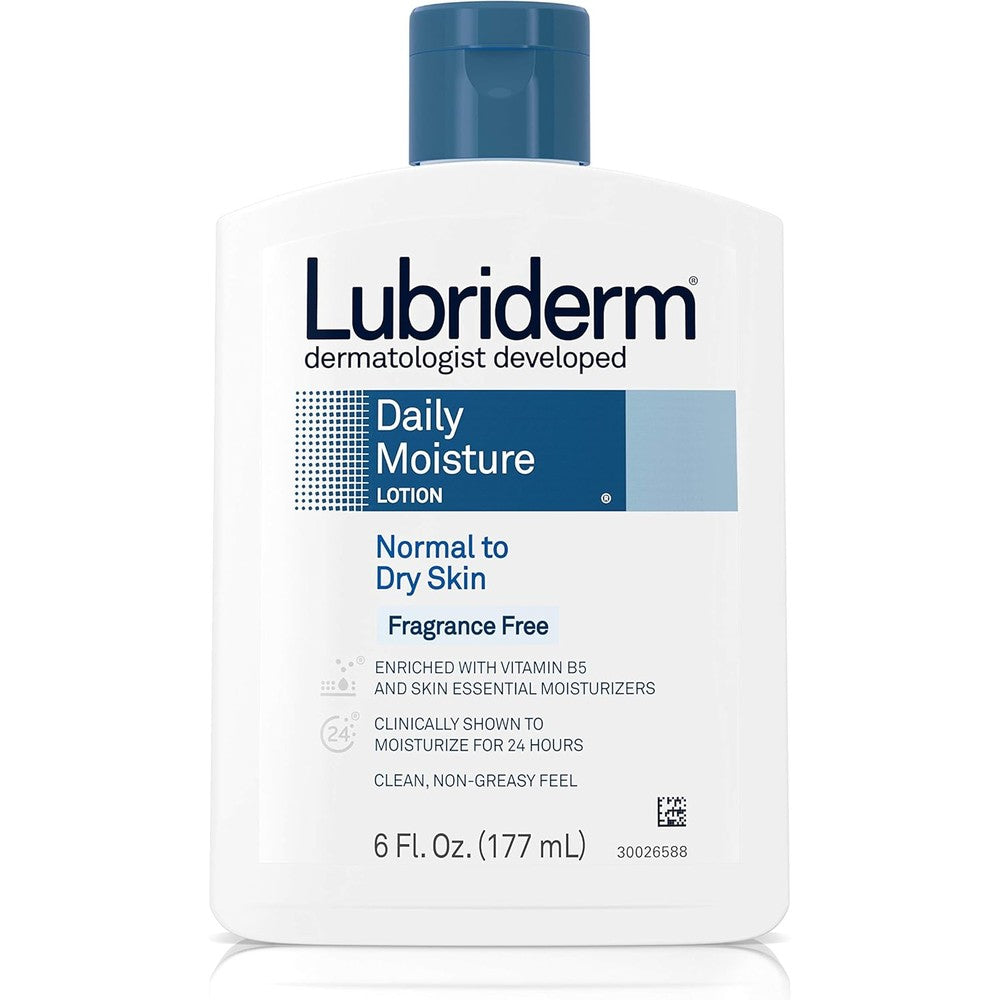 Lubriderm Daily Moisture Lotion front view bottle for dry skin hydration