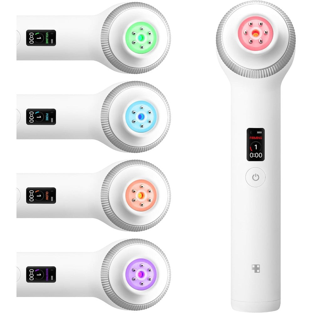 Medicube Age-R Ultra Tune 40.68 white handheld skincare device front view showing digital display screen