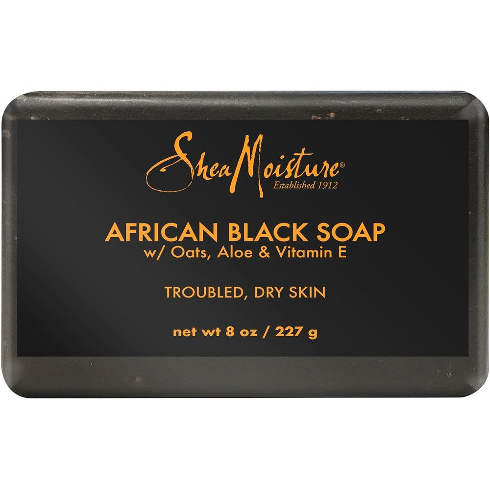 SheaMoisture African Black Soap Body Wash 13 Fl Oz and Bar Soap 8 oz Troubled Skin Cleansers
