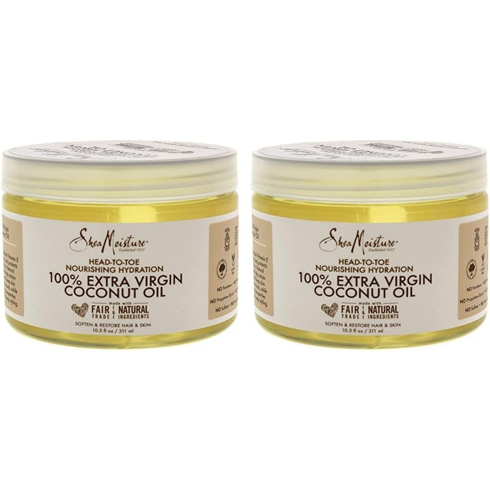SheaMoisture 100% Extra Virgin Coconut Oil Head-to-Toe Nourishing Hydration for Unisex, 10.5 Ounce (Pack of 2)