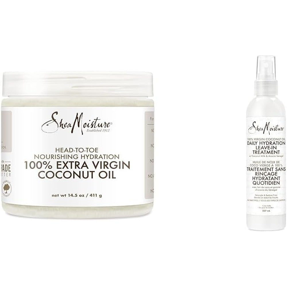 SheaMoisture Body Moisturizer For Dry Skin 100% Extra Virgin Coconut Oil & Leave-in Conditioner Treatment for All Hair Types 100% Extra Virgin Coconut Oil Silicone Free Conditioner 8 oz