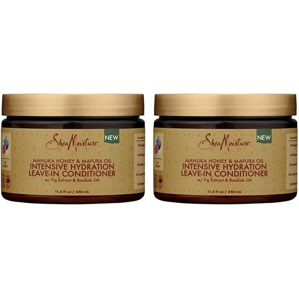SheaMoisture Intensive Hydration Leave-in Conditioner for Curly Hair Manuka Honey and Mafura Oil Hair Conditioner to Strengthen and Restore Hair 11.5 oz (Pack of 2)