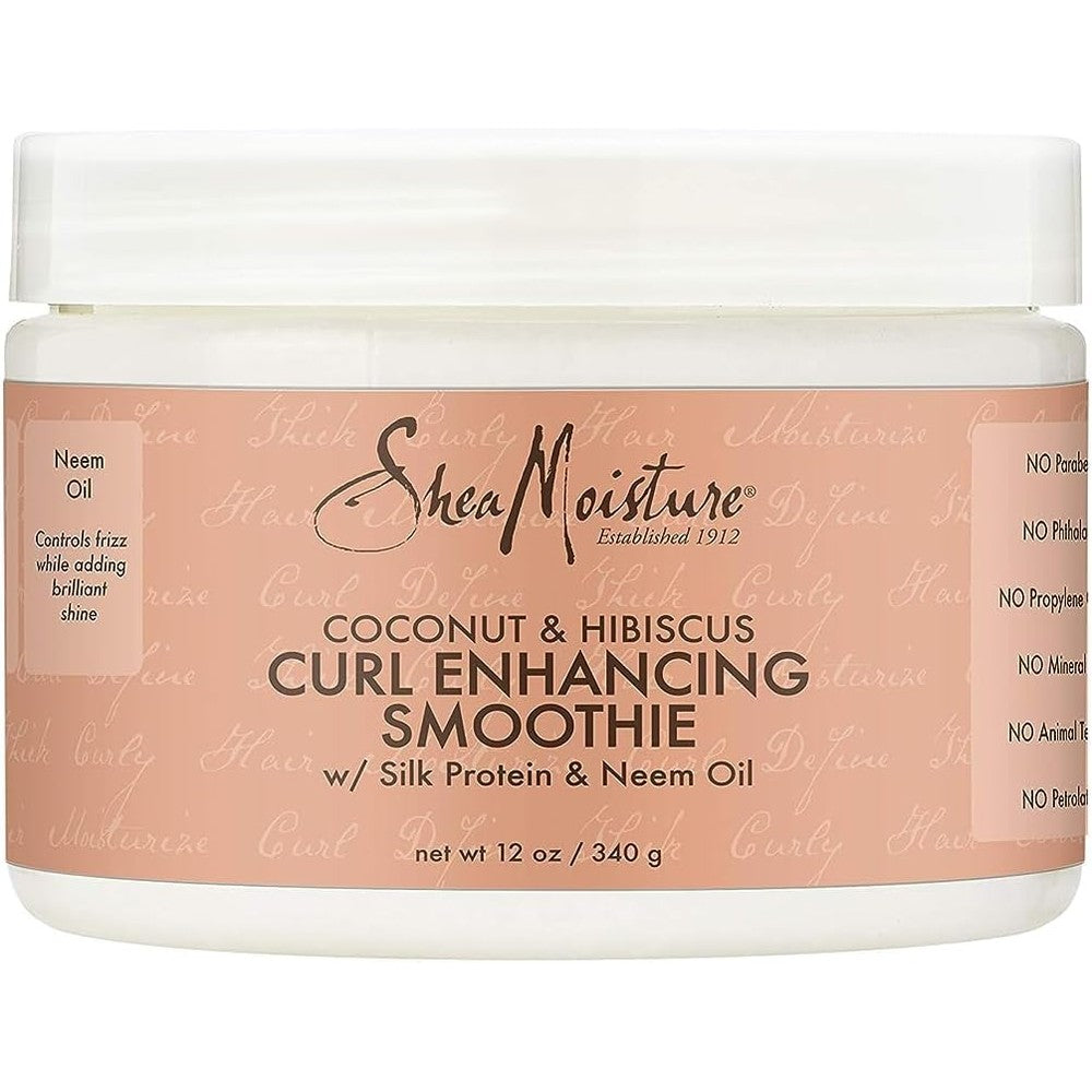 SheaMoisture Coconut Hibiscus Curling Gel and Smoothie for Thick Curly Hair 12 oz Each