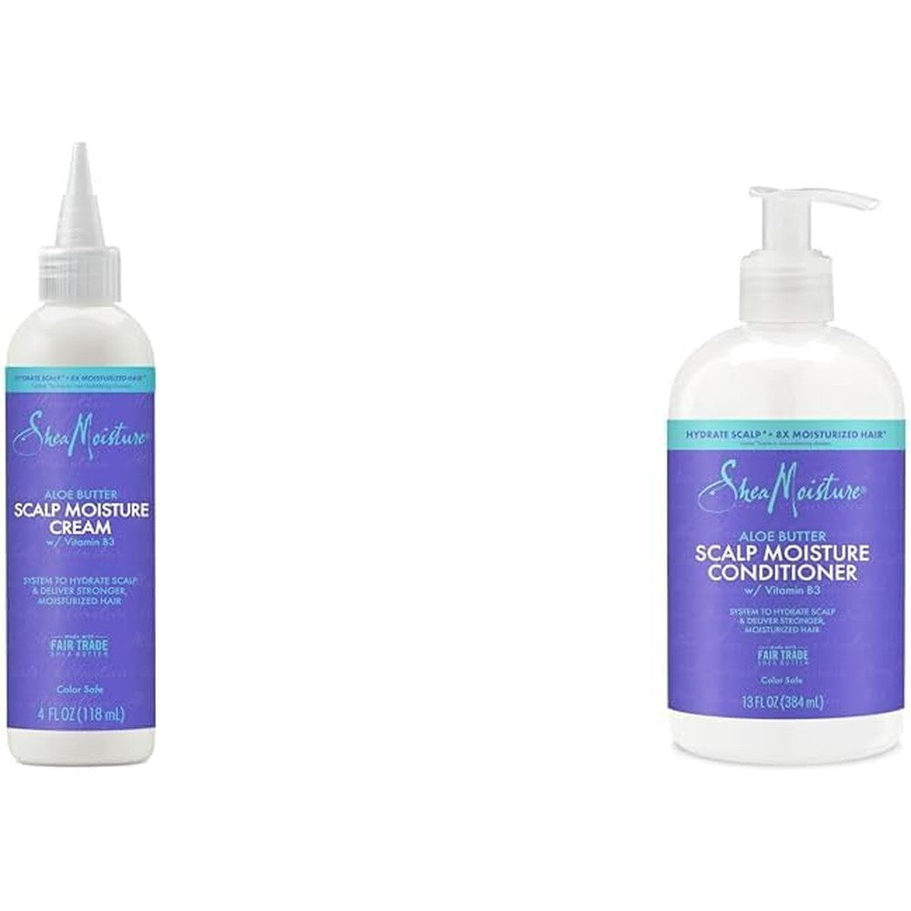 SheaMoisture Scalp Moisture System with Aloe Butter Hair Cream 4oz and Conditioner 13oz for Hydrated Scalp and 8X More Moisturized Hair
