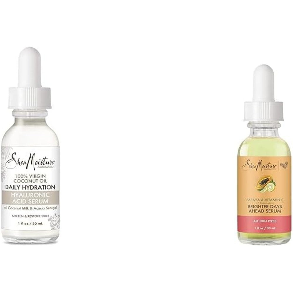 SheaMoisture Hyaluronic Acid Serum for Dry Skin and Papaya Vitamin C Serum Skin Treatment Bundle