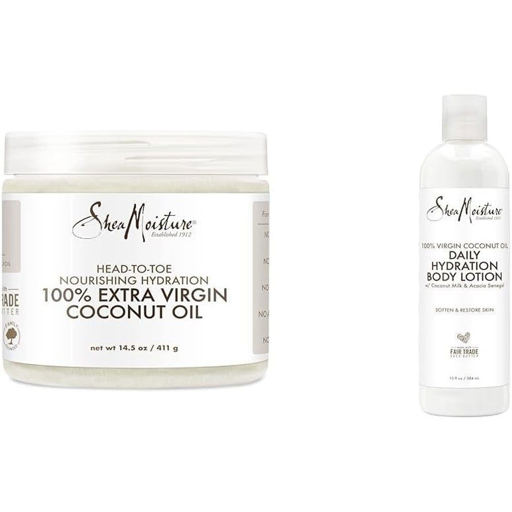 SheaMoisture Body Moisturizer For Dry Skin & 100% virgin coconut oil daily hydration body lotion moisturizer, 13 Fluid Ounce