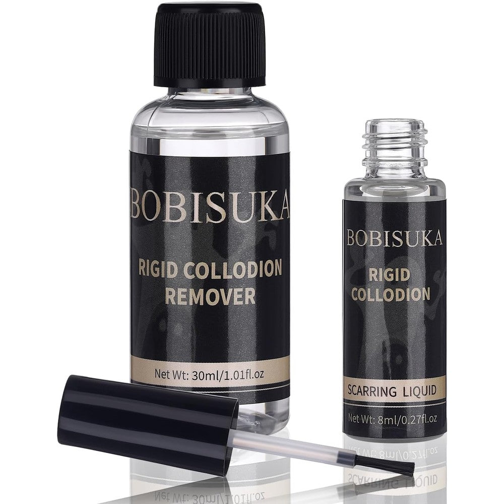 BOBISUKA SFX Scar Makeup Kit - Rigid Collodion with Brush & Remover - Professional Realistic Scarring Liquid for Halloween, Cosplay, Theater, Film & Stage
