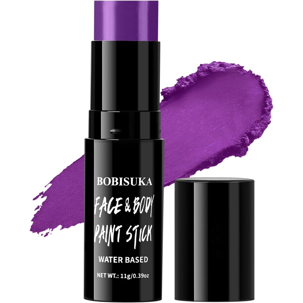 BOBISUKA Purple Face & Body Paint Stick Water-Based Washable Face Paint Makeup Stick for Halloween Witch, Zombie, Skull, Clown, Butterfly, Galaxy, Cosplay, SFX, Sports Eye Black & Costume Party