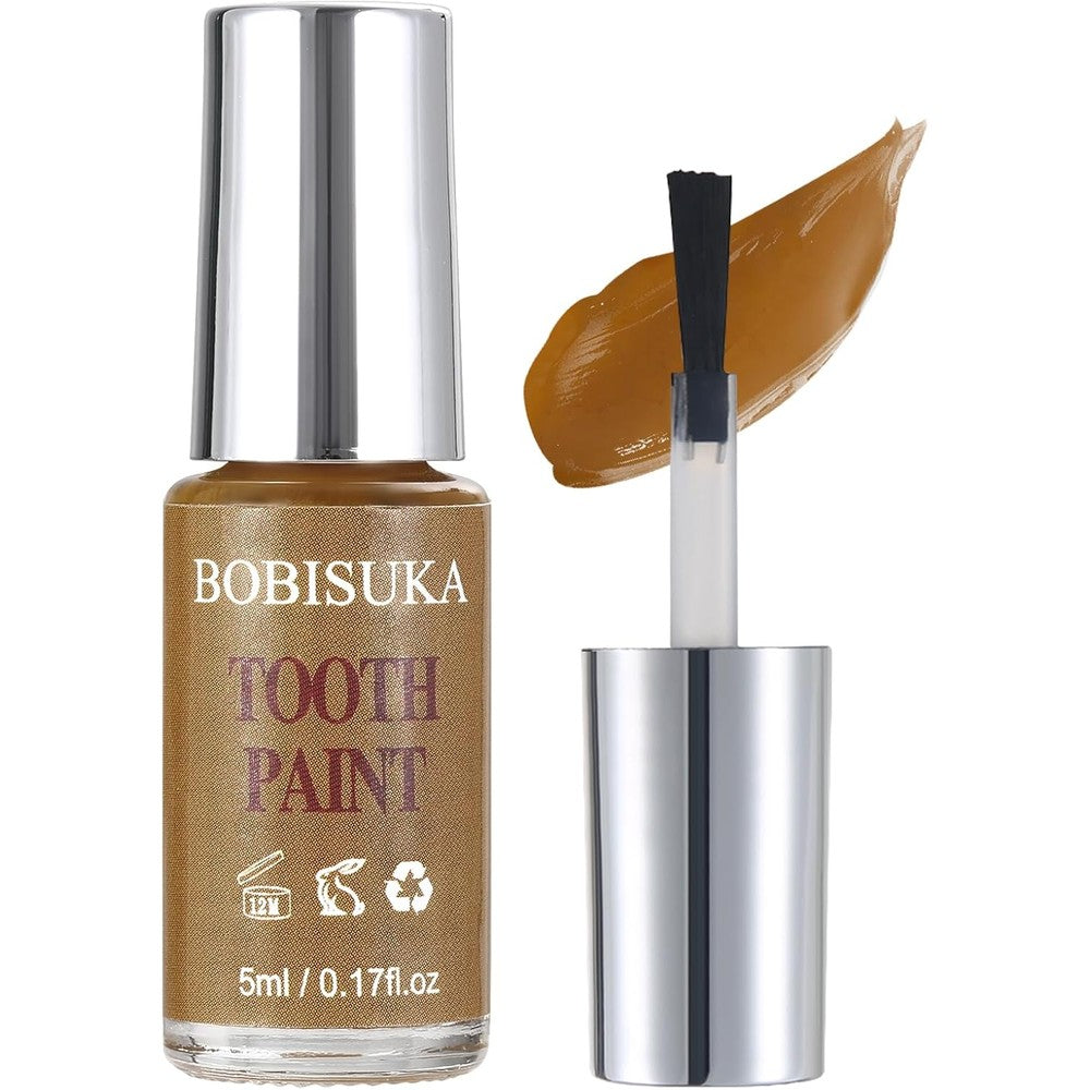 BOBISUKA Yellow Tooth Paint, Professional Yellow Teeth Makeup Solution - Safe, Quick Dry & Realistic, Perfect for Cosplay, Halloween Makeup, Theater, and Special Effects (5 ml)