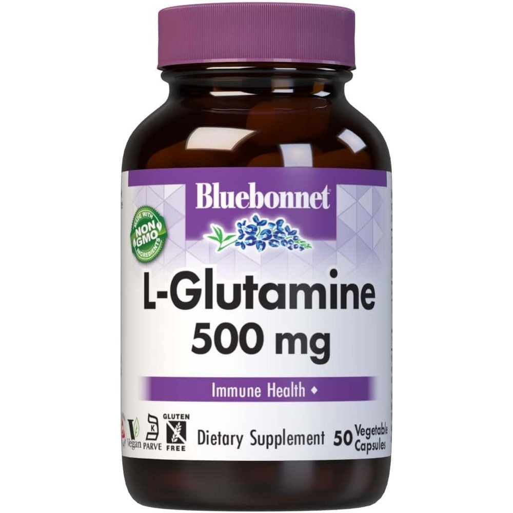 Bluebonnet Nutrition L Glutamine 500mg bottle front view premium immune support supplement