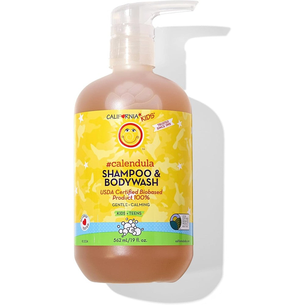 California Kids Shampoo + Body Wash | Calendula | Soothing Skin Care for Kids + Teens| 100% Plant-Based | Lavender Scent | Hypoallergenic | 19 oz