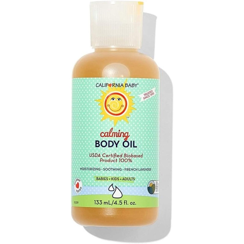 California Baby Calming Lavender Massage Oil | Moisturizing Baby Oil for Newborn + Adults | Hypoallergenic | 133 ml / 4.5oz