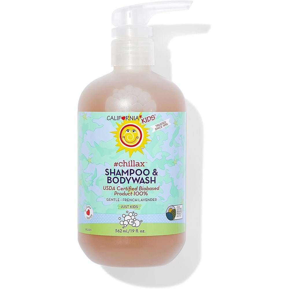 California Kids Chillax Shampoo and Bodywash | 100% Plant-Based | Gentle Skincare | Lavender Shampoo for Kids + Teens | Hypoallergenic Bodywash | 562 mL / 19 oz.