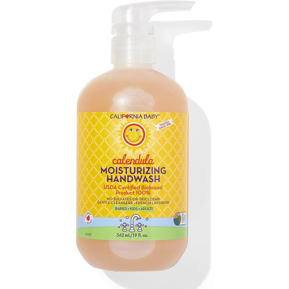 California Baby Calendula Moisturizing Hand Soap | Lavender Scent | 100% Plant-Based Sensitive Skin Soap | Coconut Oil | Hypoallergenic Soap | 19 oz.