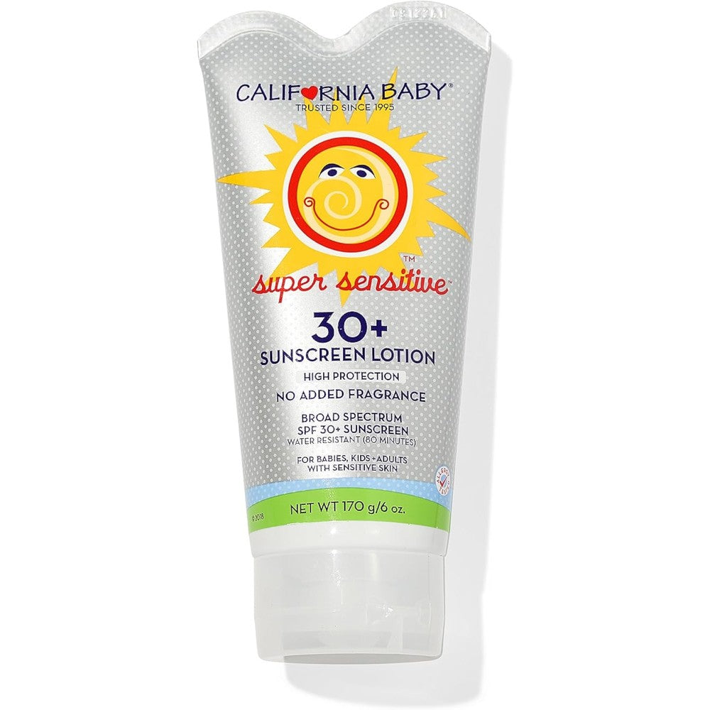 California Baby Super Sensitive SPF 30+ Sunscreen | Unscented | Mineral Based | Baby Sunscreen for Face + Body | Titanium Dioxide | 170 grams / 6oz