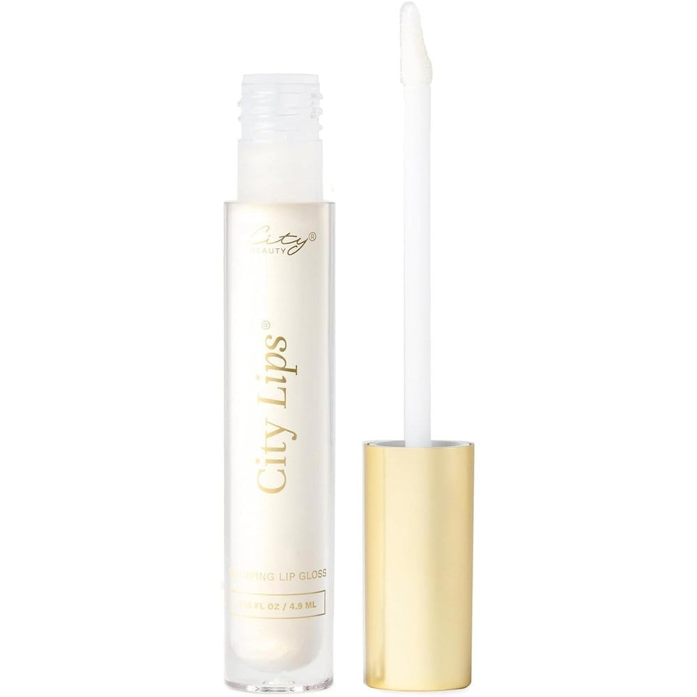 City Beauty City Lips Plumping Lip Gloss Silver Skyline front view packaging for fuller lips.