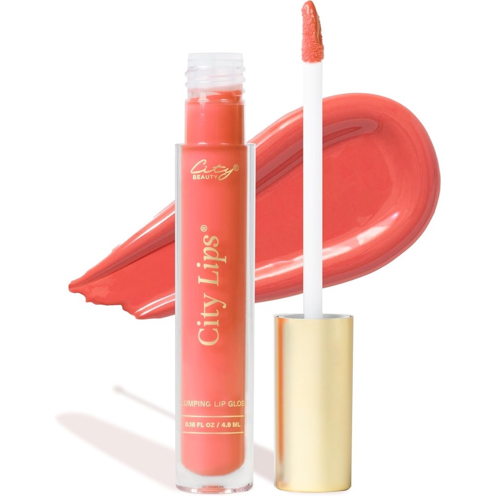 City Beauty City Lips Plumping Lip Gloss Coral Sunrise front view