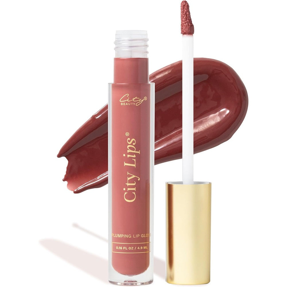 City Beauty City Lips plumping lip gloss in Subtle Crimson Glam front view