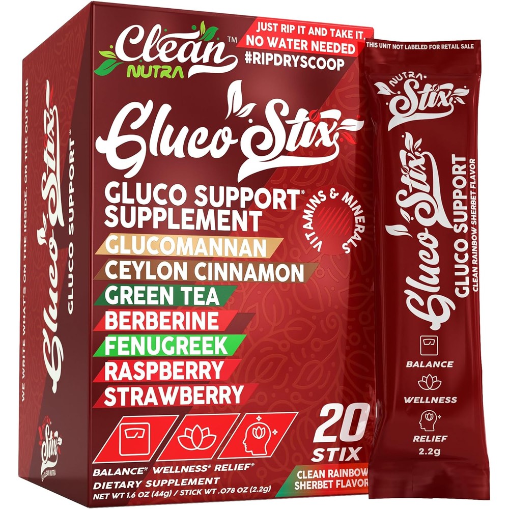 Clean Nutraceuticals Ceylon Cinnamon Powder With Green Tea Extract Berberine Glucomannan And Apple Cider Vinegar Rainbow Sherbet 20 Count