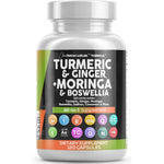 Clean Nutraceuticals Turmeric Moringa Supplement | Ginger Boswellia Saffron - Supplement for Women and Men with Ceylon Cinnamon, Tart Cherry, Quercetin Garlic Nettle Holy Basil - 1Pack