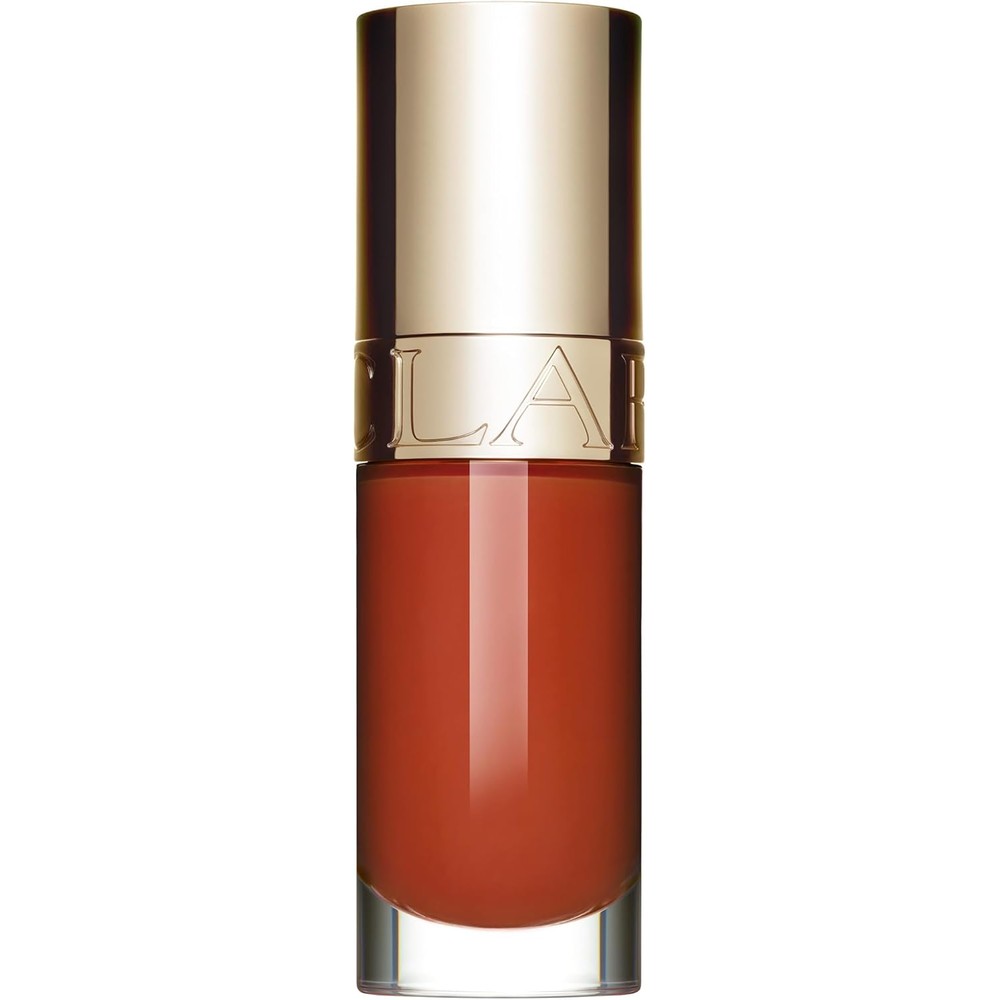 Clarins Lip Comfort Oil front view showing sleek packaging and plush applicator.