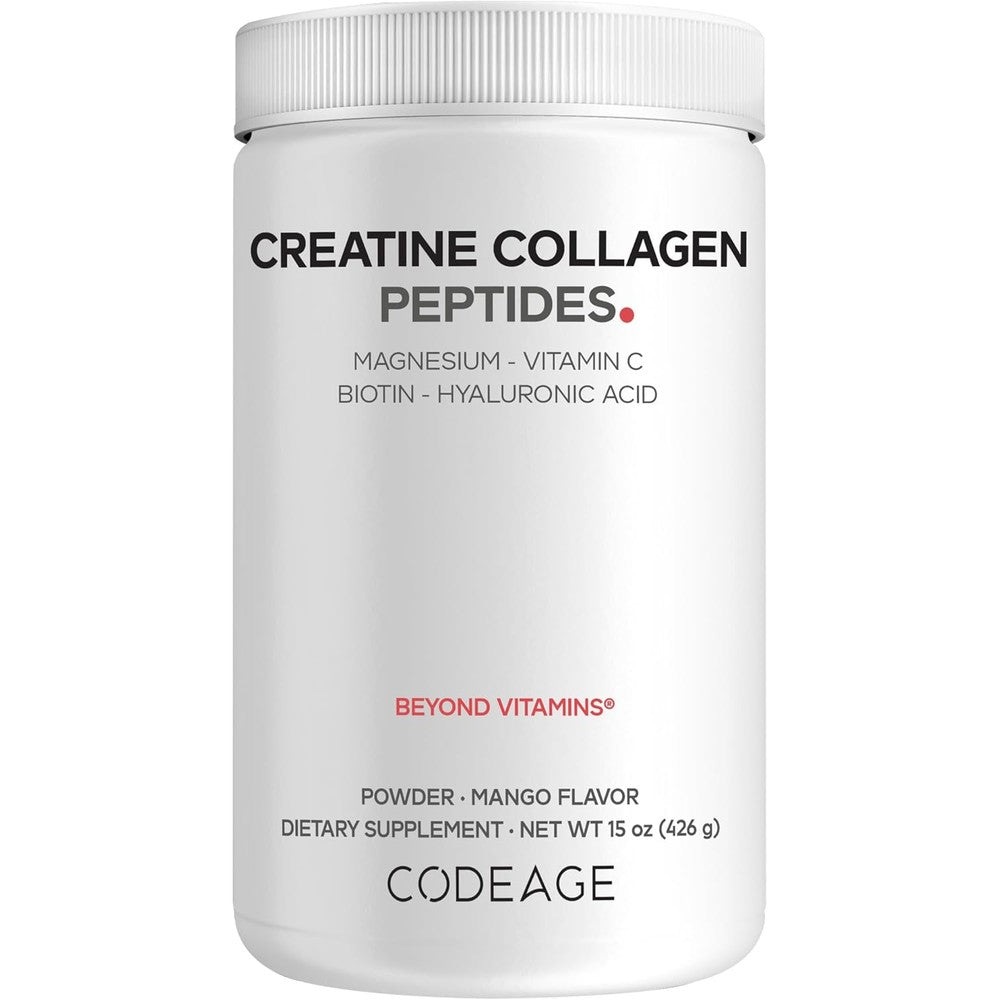 Codeage Creatine Collagen Peptides Marine Collagen Powder Mango Flavored 15 Oz