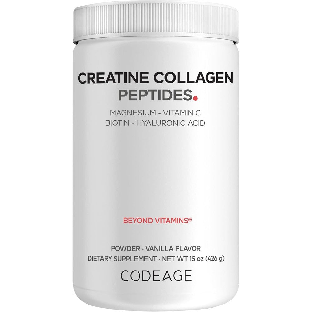 Codeage Creatine Collagen Peptides Marine Collagen Powder Vanilla 15 Oz