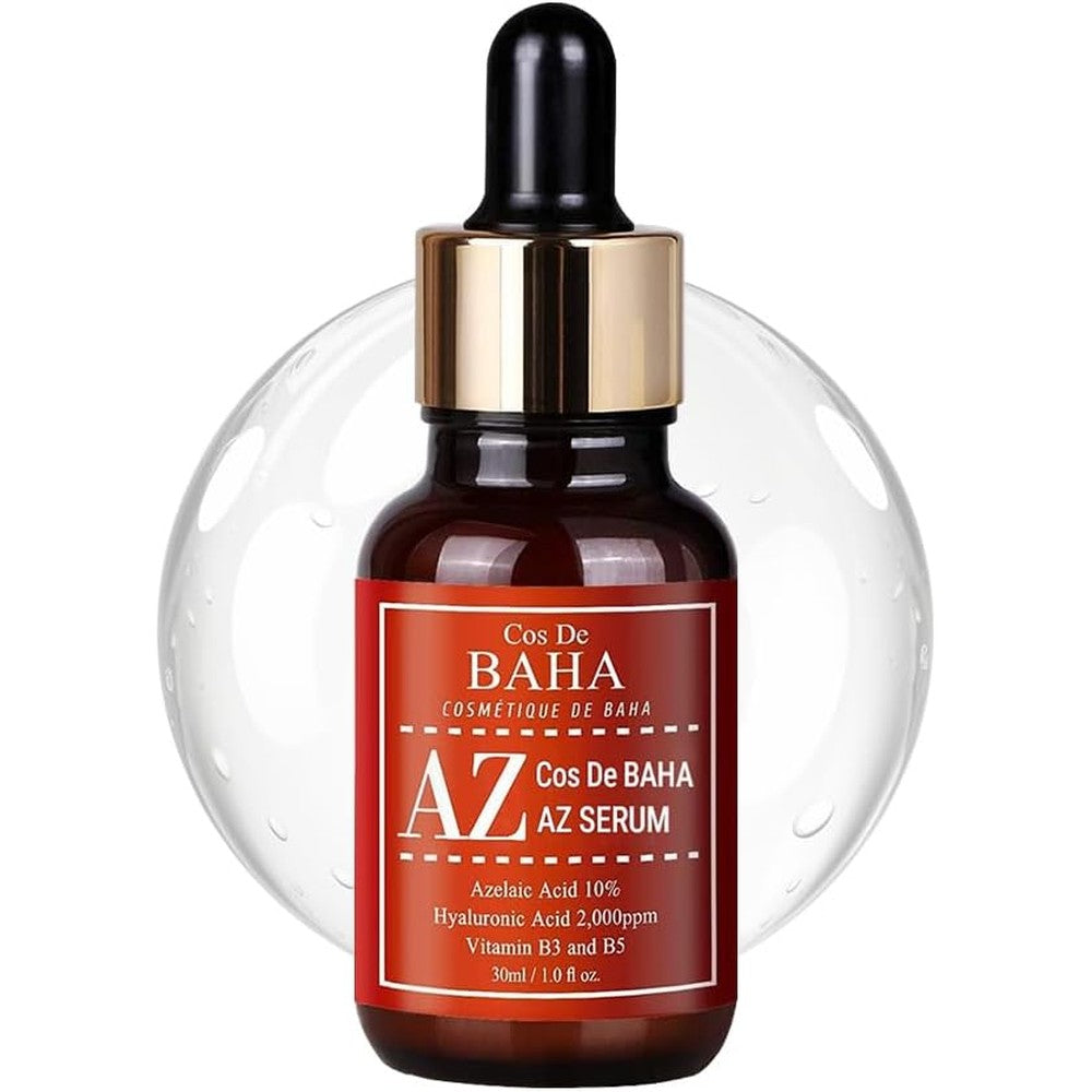 Cos De BAHA Premium Azelaic Acid 10% Serum 1 Fl Oz - Niacinamide & Panthenol Face Serum for Blemish-Prone, Redness-Prone & Oily Skin - Lightweight Aloe-Based Korean Skincare (30 ml)