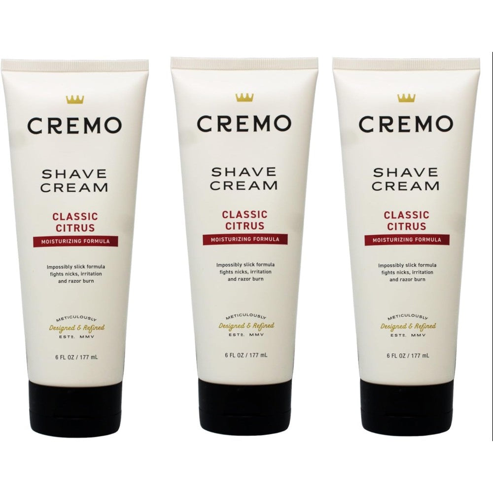 Cremo Cream The Astonishingly Superior Shave Cream Classic Citrus Ultra Slick Shaving Cream For Men Three Pack 6 Fluid Ounce Per Tube