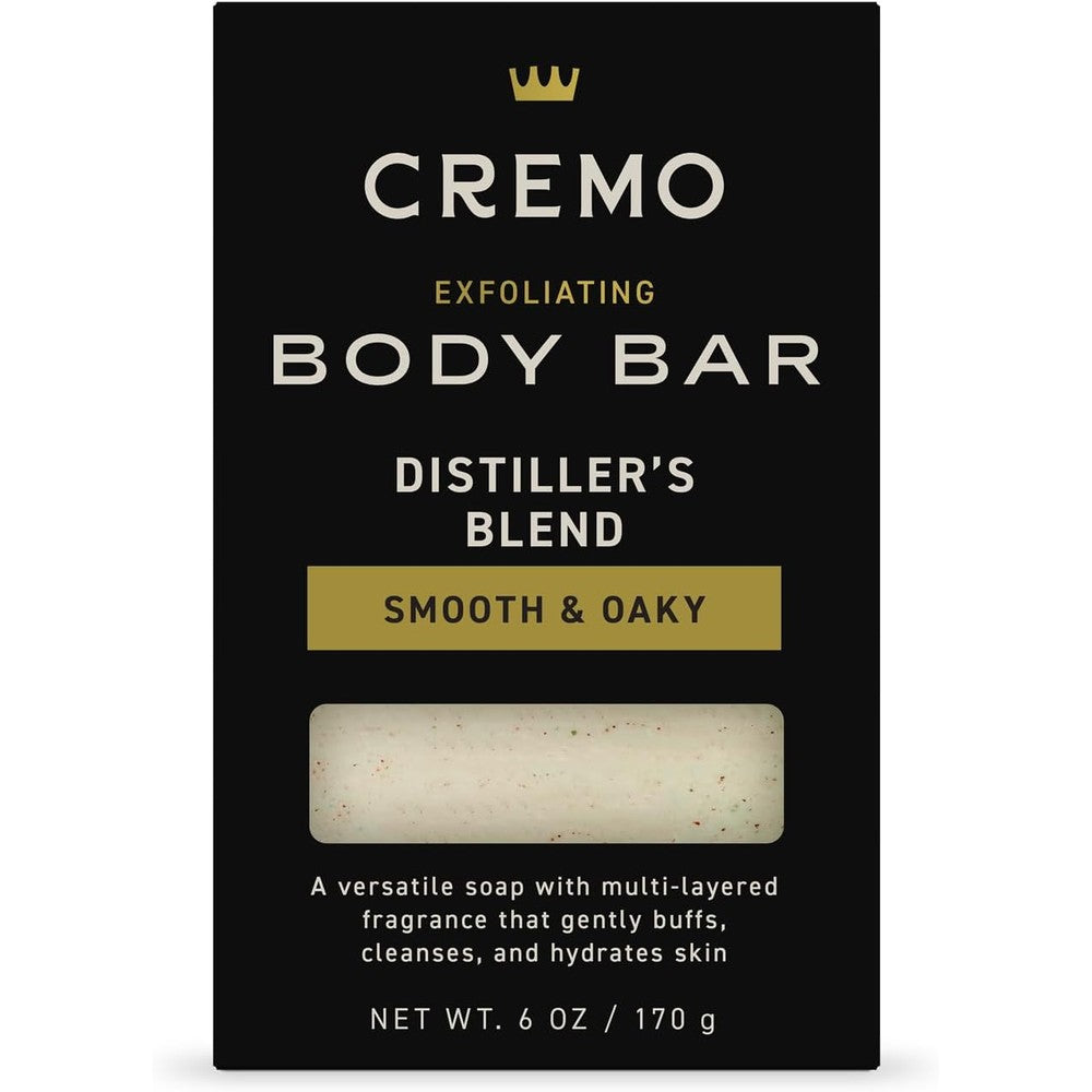 Cremo Exfoliating Body Bar Distiller's Blend front view packaging