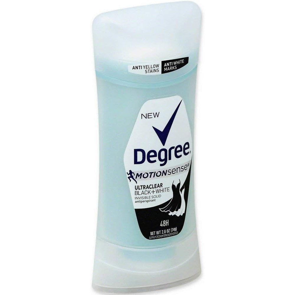 Degree UltraClear Black and White antiperspirant deodorant stick six pack front view