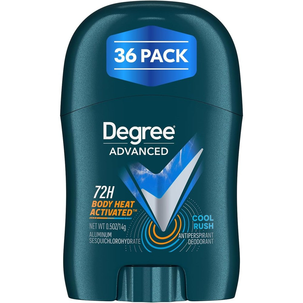 Degree Men Cool Rush travel size antiperspirant stick front view showing product packaging.