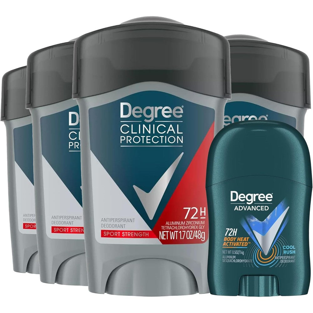 Degree Men Clinical Protection Sport Strength Antiperspirant Deodorant front view showing packaging