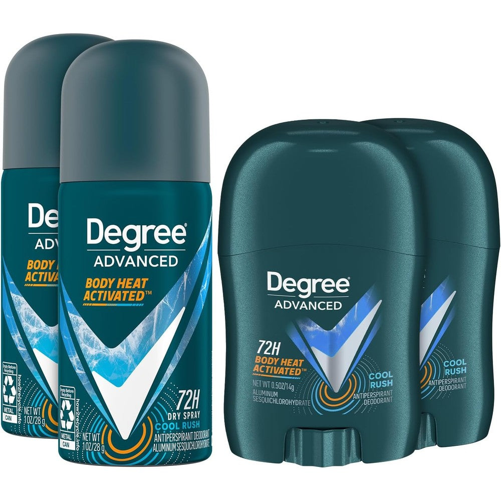 Degree Men Advanced Protection Cool Rush Travel Deodorant Set front view showcasing compact packaging
