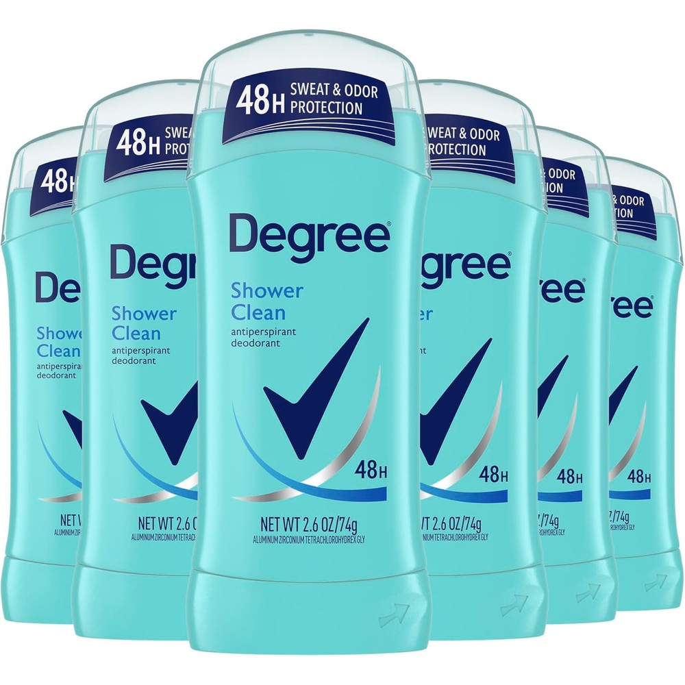 Degree Women Antiperspirant Deodorant Stick Shower Clean Invisible Solid Two Point Six Ounce Pack Of Six