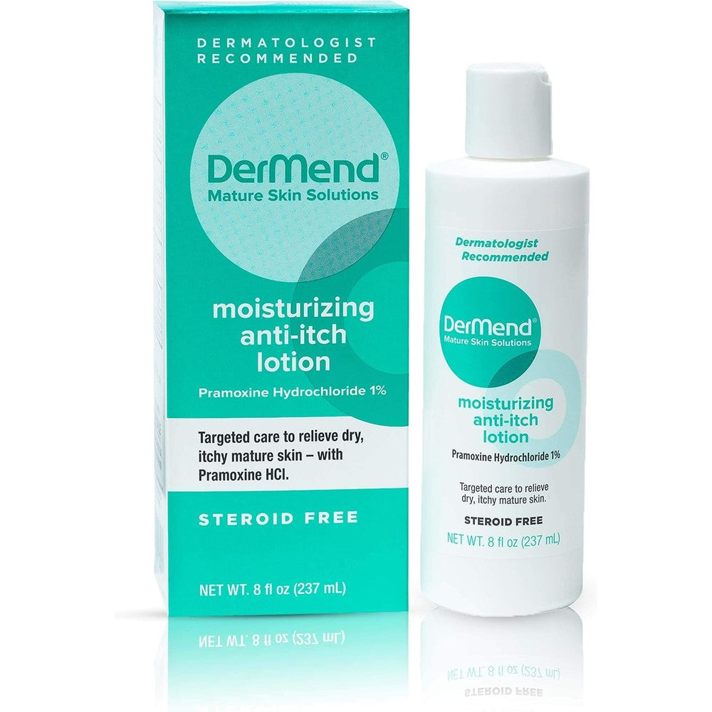 DerMend Moisturizing Anti Itch Lotion front view bottle for mature skin care