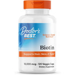 Doctors Best Biotin 10000 mcg 120 vegetarian capsules front view showing the product label for hair growth support.