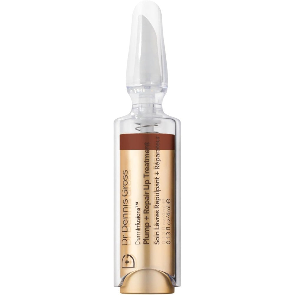 Dr Dennis Gross DermInfusions Plump + Repair Tinted Lip Treatment, Brown - Visibly Plumps & Defines Lips with Hyaluronic Acid & Peptides - Repairs Moisture Barrier - 4 mL